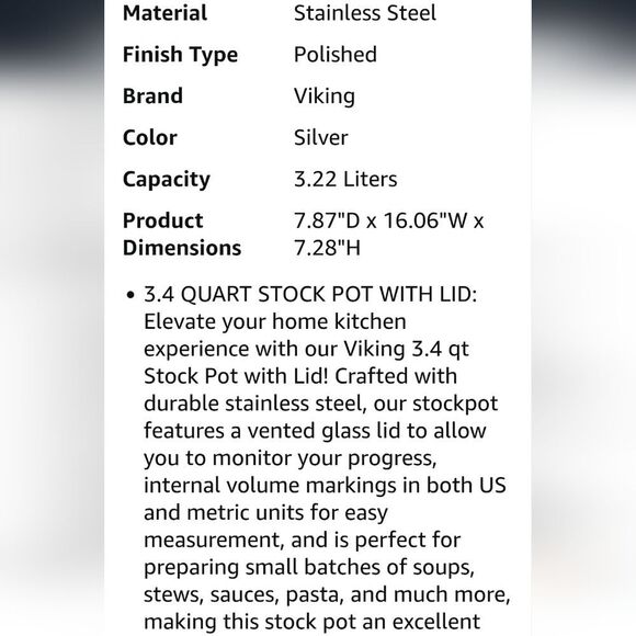 Viking 3-Ply Bonded 4QT Stock Pot w/Lid - Picture 7 of 15